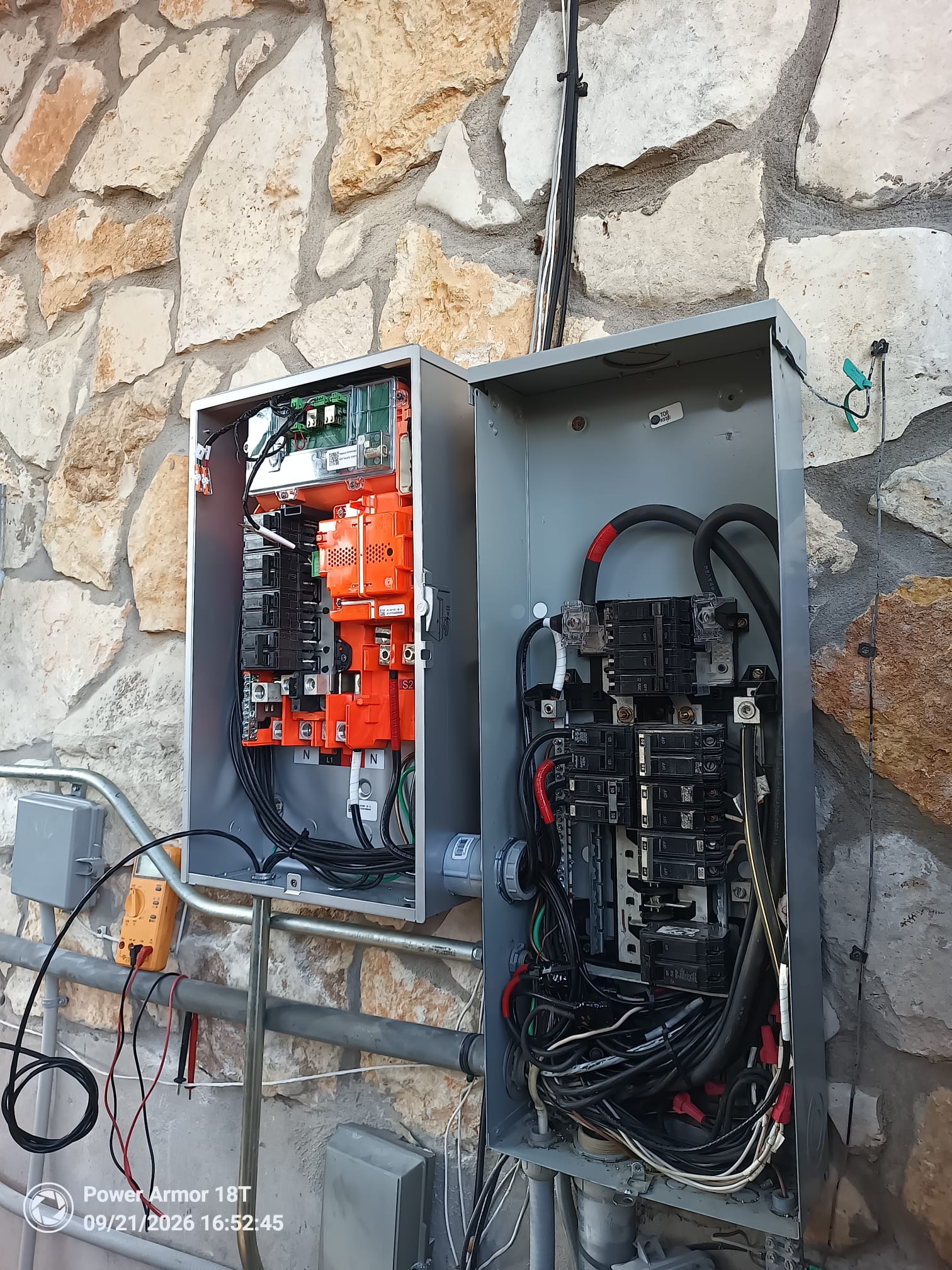 Powershare Gateway wiring beside an existing electrical panel