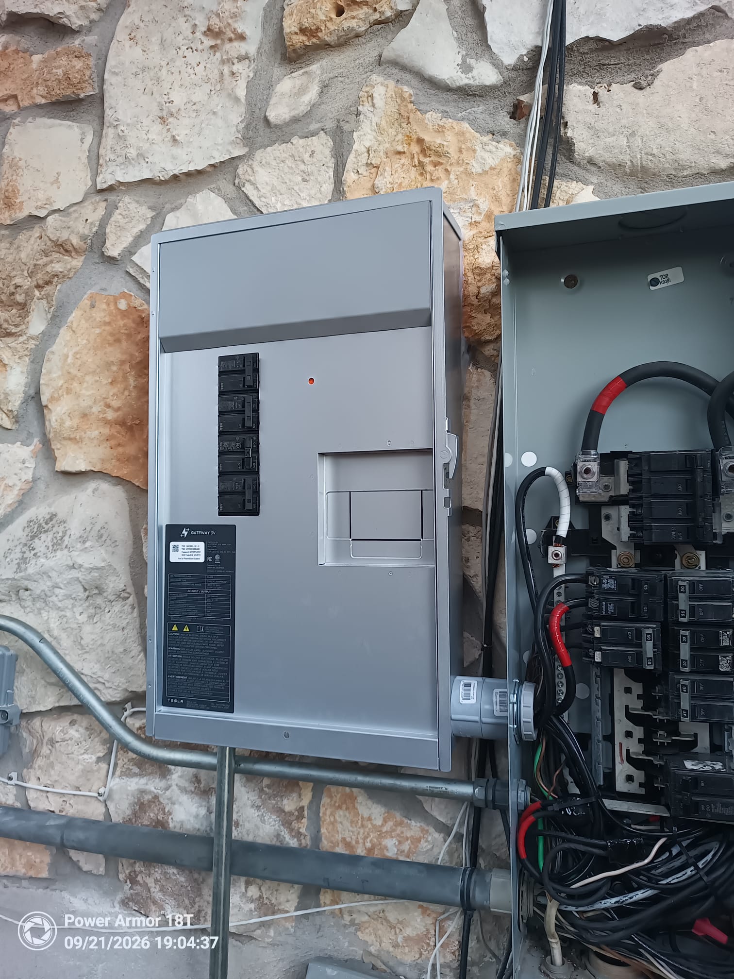 Tesla Powershare Gateway with its inner cover fitted during installation